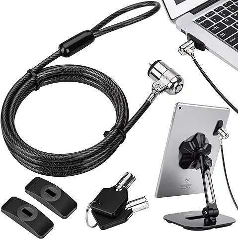 AboveTEK Candado de Seguridad para Ordenador Portátil, Candado con Cable para Tableta, Kit de Bloqueo de Acero Resistente con 2 Llaves para IPad, IPhone, Móvil, Computadora, Monitor, Mac  