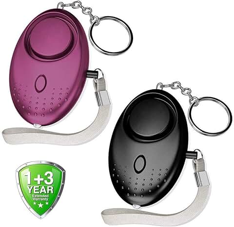 Abree 2PCS Alarma Personal,140dB Llavero Alarma Seguridad Autodefensa con Función de Lluminación,Alto Decibeles Dispositivo de Alarma para Mujeres,Niños,Ancianos,Turno Nocturno,Montañismo,Ciclismo  