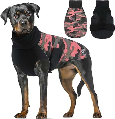 Abrigo de Invierno para Perro, ropa para Mascotas para Clima Frío, Chaqueta Reflectante Aislante para Perro, Impermeable, Abrigo de Nieve Cálido para Perros Medianos, Camuflaje Rosa, Talla XL  