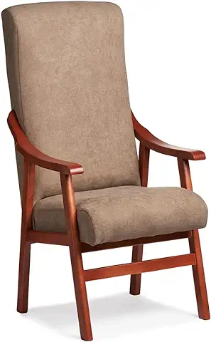 Abuelo a Gusto - Silla Brazos de Madera, Respaldo Recto, Ideal para Personas Mayores, Movilidad Reducida o Dolor Espalda. Usada en Residencia y Geriátricos. Tamaño: 57x69x116 cm. (Cerezo, Tostado)  