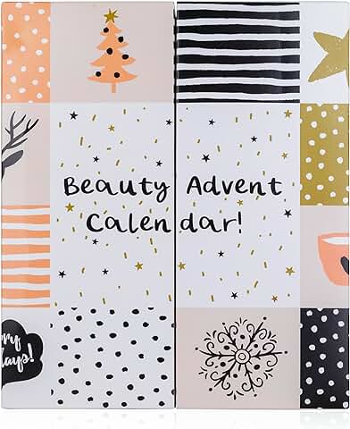 Accentra - Calendario de Adviento de Belleza 24 Productos de Maquillaje y Cosmética - Calendario de Adviento de Navidad para Mujer Lápiz Labial, Pestañas, Esmalte de Uñas, Sombra de ojos y Mucho más  