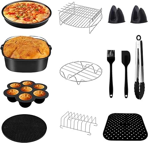 Accesorios Freidora sin Aceite/freidora de aire 5,5 Litro xxl apto para Airfryer Cuadrada COSORI/Cecotec/Princess/Innsky/proscenic/Philips 5,5L 6L 6,2L air Fryer, Sin BPA  