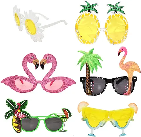 Accesorios para Cócteles Gafas de sol Divertidas Gafas de sol Novedosas Adultos Niños Paquete de 6 para Cumpleaños Favores Playa Piscina Actividad de Verano al aire Libre  