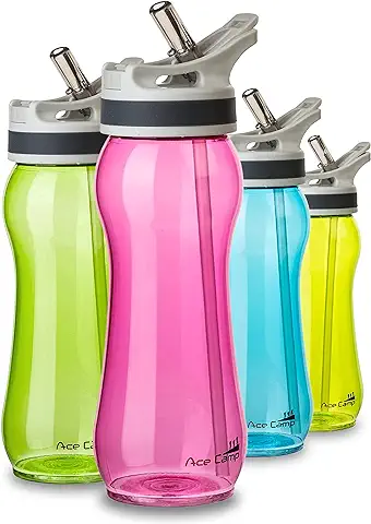 AceCamp TRITAN Botella de Agua | Botella de Agua a Prueba de Fugas sin BPA | Botella Deportiva Pajita I 550 ml I Pink I 15544  