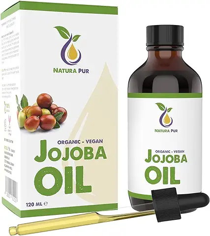 Aceite de Jojoba ORGÁNICO 120ml - 100% Puro, Prensado en Frío, Vegano - Jojoba Oil BIO - Natural Hidratante para Cabello, Cuerpo, Uñas  