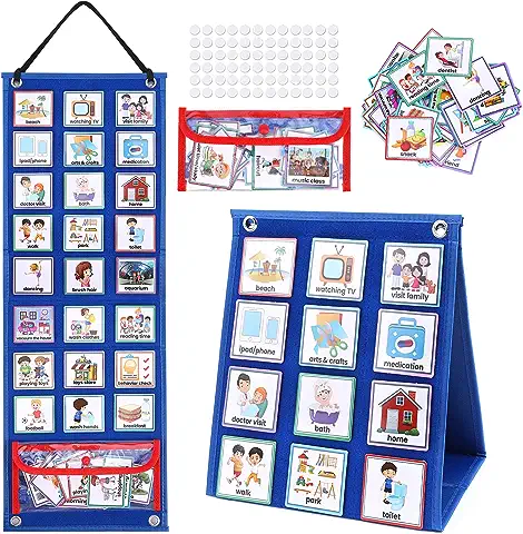 Achort Calendario Visual para Niños 70 Tarjetas de Tareas para Niños Pequeños, Gráfico de Tareas del Planificador Visual para la Actividad Diaria de los Niños Horario Visual de Aprendizaje  