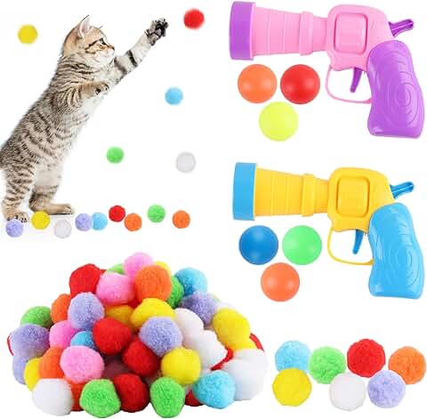 ACTOYS Lanzador de Juguetes para Gatos, Lanzador de Juguetes Interactivos, Juguete de Pelota de Peluche Alivia la Depresión. Artefacto Silencioso e Interactivo, Adecuado para Entrenamiento y caza de  