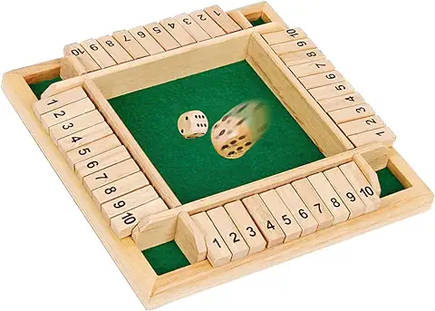 ACTOYS Shut The Box, Juego de Mesa, Cierra la Caja Juego con 2 Dados, Shut The Box Board Game para 4 Jugadores, Juego de Mesa Clásico para Beber, Juego de Matemáticas para Niños y Adultos  