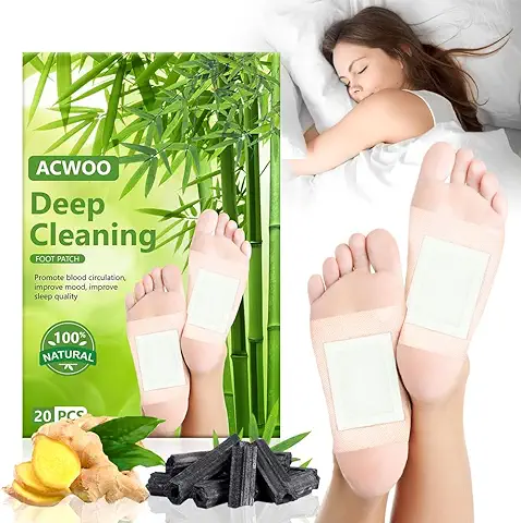 ACWOO Parches Detox Para Pies, 20Pcs Parche Detox Pies Desintoxicantes, Detox Foot Patch, 100% Naturales Parches Para Los Pies, Apósito Detox para el pie, Aliviar El Estrés Mejorar El Sueño  