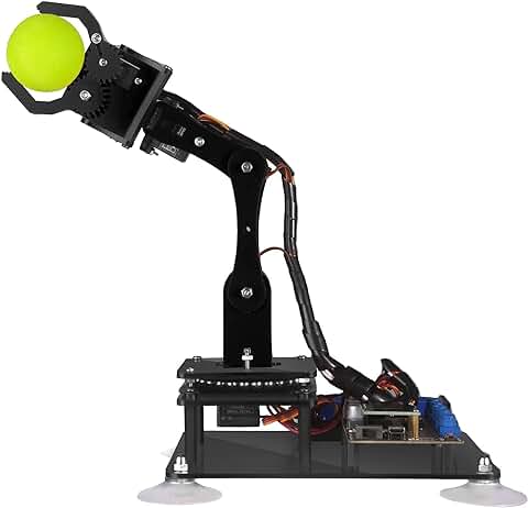 Adeept 5-DOF Robot Arm Kit 5Axis Robótico Compatible con Arduino IDE Programable DIY Coding STEM Brazo Robótico con Pantalla OLED Código de Procesamiento y PDF Tutoriales - Negro  