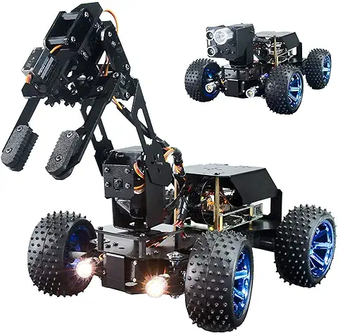 Adeept PiCar-Pro Raspberry Pi Smart Robot Auto Kit Programación de un Robot 2 en 1-4WD para Coche con Brazo Robot 4-DOF, kit de Robótica Electrónica DIY para Adolescentes y Adultos para Pi 4 4B 3B 3B+  