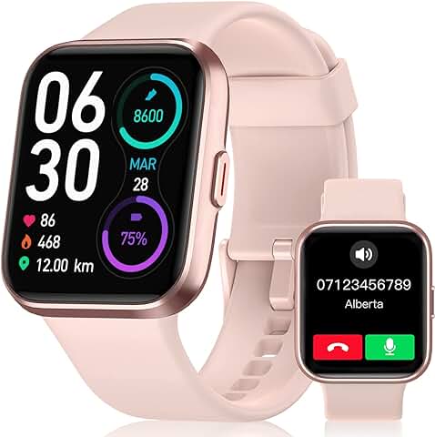 Aeac Smartwatch Mujer Reloj Inteligente con Llamadas,1,7" con Voz de Alexa, Whatsapp Notificaciones Inteligentes, Deportivo Pulsometro, Monitor de Sueño, SpO2, IP68 Impermeable Reloj de Pulsera  