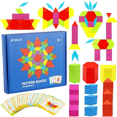 Afunti Puzzle de Madera-Tangram-Juguetes Montessori-Juguetes Educativos Clásicos-155 Formas Geométricas y 24 Cartas  