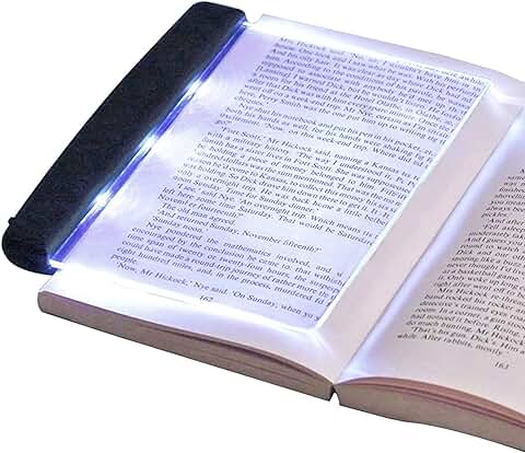 Agatige Luz de Libro para Leer, LED Lámpara Forma de Libro para Leer en la Cama por la Noche Lámpara de Placa Plana LED Portátil Protección Ocular Dormitorio  