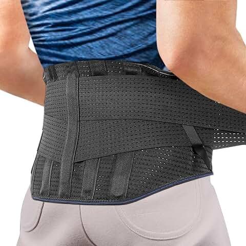 AGPTEK Faja Lumbar para Espalda, Cinturón de Soporte Lumbar Ayuda a Aliviar Dolor y Lesiones, Ciática, Hernia de Disco etc, Faja Lumbar Deportiva para Hombre y Mujer, Negro(Talla XL)  