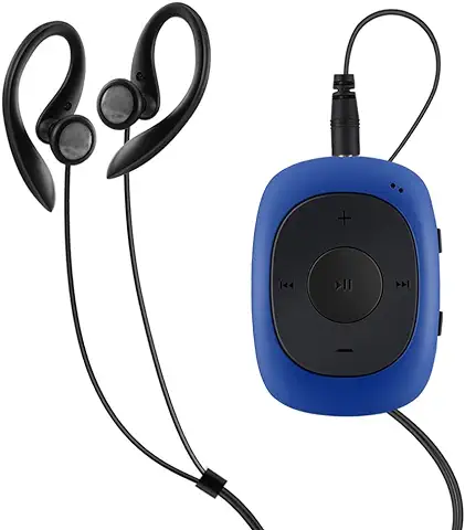 AGPtek G02 Mini-Clip Reproductor de MP3 8 GB de Capacidad con Radio FM(una Funda Silicona Incluido) (Azul)  