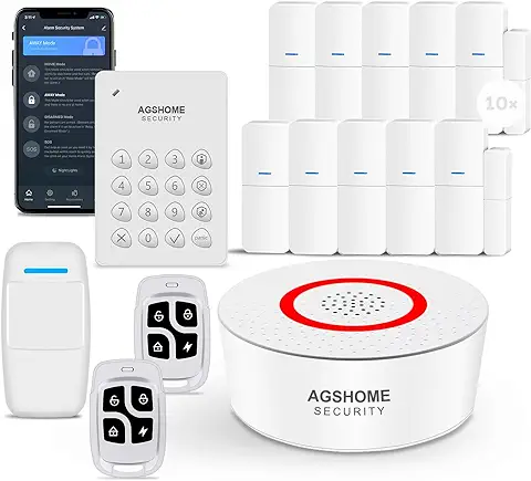 AGSHOME Alarmas para Casa WiFi, Kit de Seguridad para el Hogar con App 15Piezas, Sistema Antirrobo Inalámbrico 120DB, Ampliable - Compatible con Alexa  