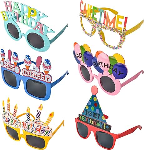 AIBAOBAO 6 Pares de Hawaianas Gafas Divertidas, Accesorios Navidad, Gafas de Fiesta Divertidas de Disfraces de Fotomatón Adultos para Niños Adultos, Fiesta de Cumpleaños, Celebración de Aniversario  