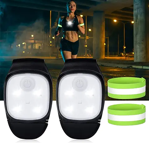 Aicharynic Luces de Seguridad, 2 PCS Luz LED Reflectante con USB Recargable y 2 Bandas Reflectantes para Senderismo,pasear al Perro,Caminar Correr, a Fijar en los Pantalones, Ropa, Mochila, Gorro  