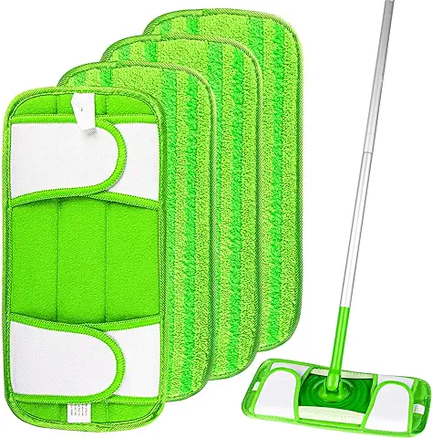 AIDEA Mopa de Microfibra Compatible con Swiffer Sweeper,Recambios de mopa Lavables y Reutilizables,Ideal para Suelos de Madera, Cerámica y Vinilo,Pack de 4  