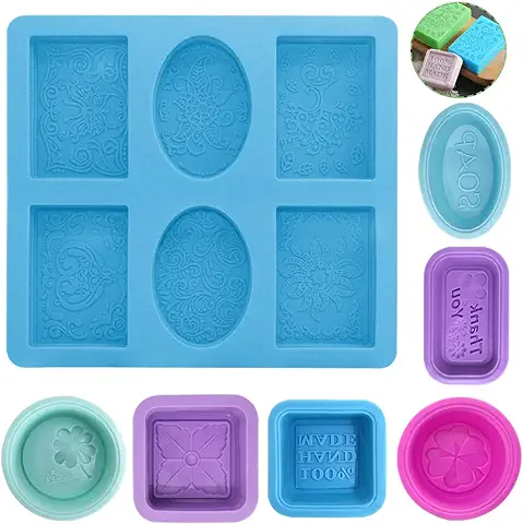 AIFUDA - Moldes de Silicona Antiadherentes para Hacer Jabón, 7 Unidades, Moldes para Magdalenas, Moldes para Velas para Manualidades Caseras, Color Azul, rosa Rojo, Morado, Verde Claro  