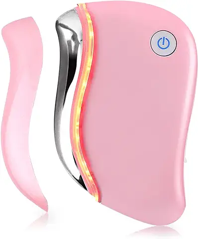 Aikertec Heat Electric Gua Sha Tool, Masajeador Facial Antienvejecimiento Multifunción 4 en 1, Contorno Facial y Reafirmante, Papada, Despertar la Piel, Tratamiento Profundo  