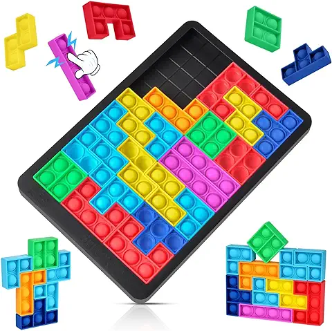 Ainiv Brain Teasers Wooden Puzzle Block, Silicone Pop Push it Fidget Toy, Pop Puzzle Popper Fidget Game, Educational Learning Puzzle | Intelligence Toys | Juguete Antiestrés para Ninos y Adultos  