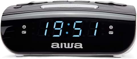 Aiwa CR-15: Radio Reloj Despertador, Pequeño, con Función Snooze & Sleep, Despertador por Radio o Alarma  