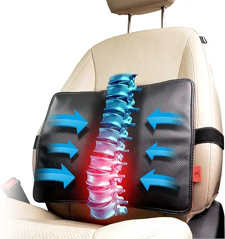 AJUVIA Vitalizador de espalda para alivio rápido del dolor de 3 segundos, almohada ortopédica de apoyo lumbar 6 en 1, cojín de tecnología de células de aire para silla de oficina y asiento de coche