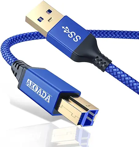AkoaDa Cable Impresora Cable para Impresora 3 Meters Cable USB 3.0 Tipo A a Tipo B para conectar Impresora HP,Epson,Canon,Brother,Lexmark,Escáner,Disco Duro,Fotografía Digital y Otros Dispositivos