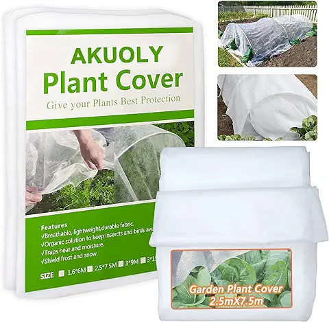 Akuoly 2,5m x 7,5m Manta Anti-heladas, Vellón de Protección Contra Congelación para Invierno, Cubierta de Protección de Jardín, Tela Antiheladas para Plantas, Arboles y Verduras, 30g/m², Blanc  