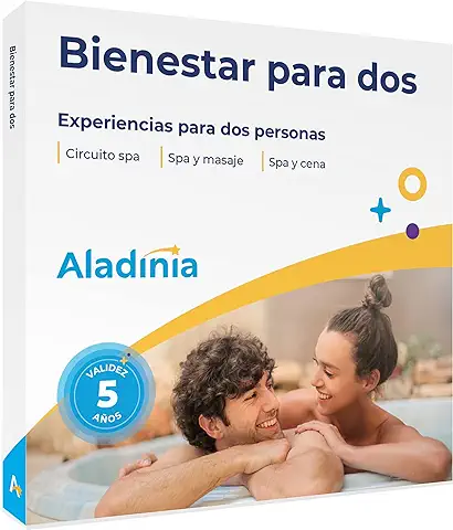 ALADINIA Bienestar para Dos. Pack Experiencias para Regalar. Caja Experiencias de SPA para Dos, SPA y Masaje para Dos o SPA y Cena para Dos. Validez 5 Años, Cambios Gratis e Ilimitados  