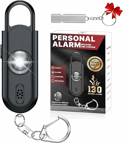 Alarma de Bolsillo para Mujeres, Niños, Ancianos, Sirenas, Alarma Personal con luz Estroboscópica, luz Estroboscópica, Linterna, Alarma de Chispa, Llavero de Defensa Propia, Spray de Pimienta Ko-Spray  