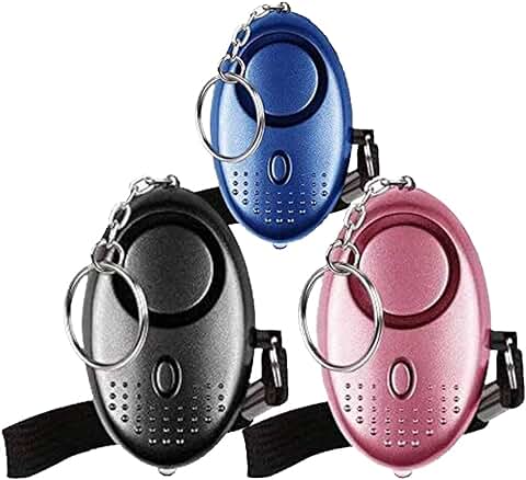 Alarma Personal de Emergencia [Paquete de 3] Qoosea Scream Safesound Alarma 140dB Linterna LED para Niños/Mujeres/Ancianos/protección de la Autodefensa del Estudiante Asegurado (Nero + BLU + Rosa) …  