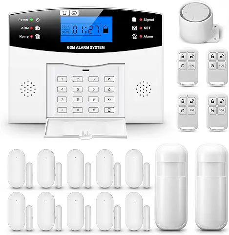 Alarmas para Casa, WiFi/gsm Alarma Inalámbrica para el Hogar, Inalámbrico Control Remoto por Call/SMS/App, Kit de Seguridad para el Hogar, Ampliable - Compatible con Alexa  