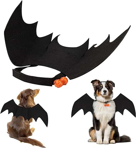 Alas de Murciélago Gato, Lindas Disfraz de Murciélago para Perro Disfraz de Perro Halloween con Campana de Calabaza Disfraz de para Perros Gatos Disfraces Divertidos Disfraces de Cosplay (S)  