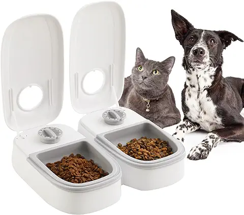 Alimentador Automático de Mascotas para Gatos Perros,Comedero Gato Automatico con Horario Ajustable,Dispensador de Comida para Mascotas para 1, 2 Comidas  