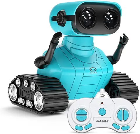 ALLCELE Robot de Juguete para Niños, Recargable, con Ojos LED, Música y Sonidos Interesantes para Niños a Partir de 3, 4, 5, 6, 7, 8 Años, Regalo para Niños y Niñas, Color Azul  