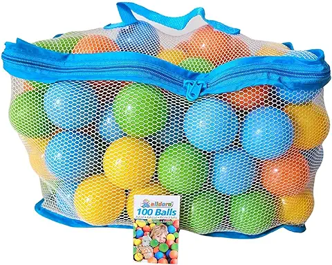 Alldoro 60382 100 Bolas de Plástico para Piscina de Bolas de 6 cm de Diámetro, Coloridas para Niños Pequeños, Incluye Bolsa de Transporte de Malla  