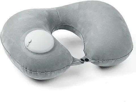 Almohada de Viaje,Almohada Inflable Cuello, Almohada Inflable Viaje, Almohada Inflable Forma U, Cojín Inflable Cuello Almohada Cervical Viaje Accesorios para Oficina Automóvil Avión (Gris)  