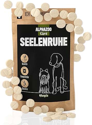 Alphazoo Tranquilidad para el Alma, 50 Pastillas, Relajación y Alivio del Estrés, para Perros, Calmante con Aceite de Cáñamo Contra la Ansiedad  