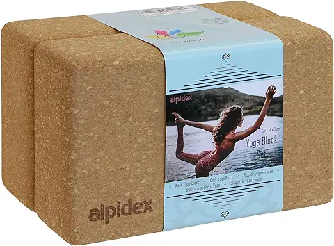 ALPIDEX Bloque de Corcho Juego de 2 Yoga Block Cork Ladrillo ecológico y sostenible Corcho de Portugal