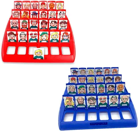 Amasawa Quién es Divertido Juego de Mesa,Adecuado para el Clásico Juego de Mesa Funny Family Guessing Games Kids Children Toy Gift (Rojo y Azul) Versión Inglesa  