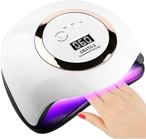 AMAYGA Lampara LED Uñas 168W Profesional Secador de Uñas LED UV Lampara Uñas Gel Semipermanentes Maquina Uñas Luz Lamp con Sensor Automatico,4 Temporizadores Manicura/Pedicure Nail Art Hogar el Salón  