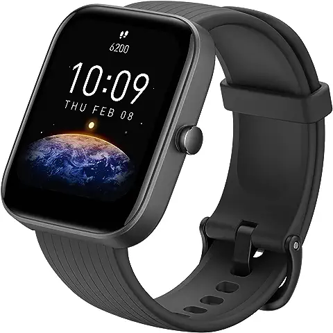 Amazfit Bip 3 SmartWatch con Pantalla a Color Grande de 1,69 50 Esferas Reloj con 60 Modos Deportivos 5 ATM Resistente 14 Días Duración de la Batería con Frecuencia Cardíaca Monitor de SpO2 Negro  