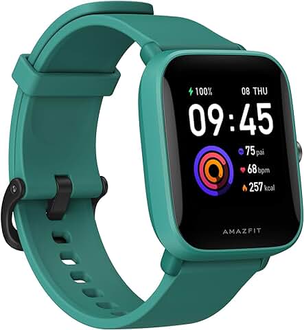 Amazfit Bip U Smartwatch Fitness Reloj Inteligente 60+ Modos Deportivos 1.43" Pantalla Táctil a Color Grande 5 ATM (SpO2) Oxígeno en Sangre Frecuencia Cardíaca  