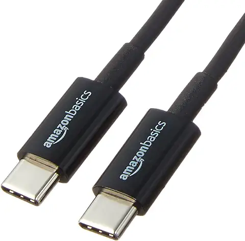 Amazon Basics Cable de Carga Rápida, USB-C a USB-C 2.0, 480 Mb/s, Certificado USB-IF, para Apple IPhone 15, IPad, Samsung Galaxy, Tabletas, Portátiles, 1.8 m, Negro  