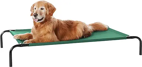 Amazon Basics - Cama Elevada Refrescante para Perro Mascotas, Verde, Grande, 130 x 80 x 19 cm (L x An x Al)  