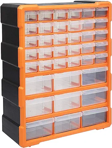 Amazon Basics - Organizador de Herramientas y Suministros de Manualidades para Armario, Fijable a la Pared, 39 Cajones, ‎Negro, 15.2D x 36.8W x 45.7H cm  