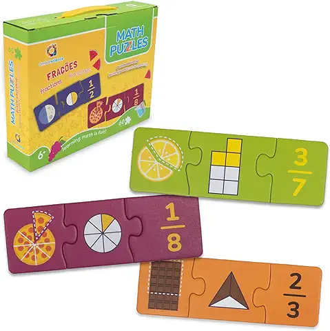 Ambarscience-Puzle, Math Puzzles-Fracciones-Juego Rompecabezas Educativo de 60 Piezas para Aprender Matematicas, para Niños 6+. (Ambar Passion S.A. 6162840100020)  